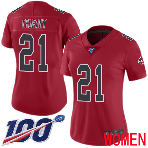 Atlanta Falcons Limited Red Women Desmond Trufant Jersey NFL Football #21 100th Season Rush Vapor Untouchable